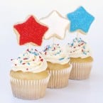 4th of july cupcakes with cookie toppers