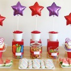 rainbows and racecars party table