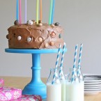 Chocolate cake with chocolate rocks