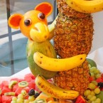 Monkey made out of fruit for a Luau party