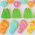 Hawaiian Grass Skirt and Flip Flop Cookies (how-to)