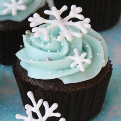 chocolate cupcakes with royal blue icing