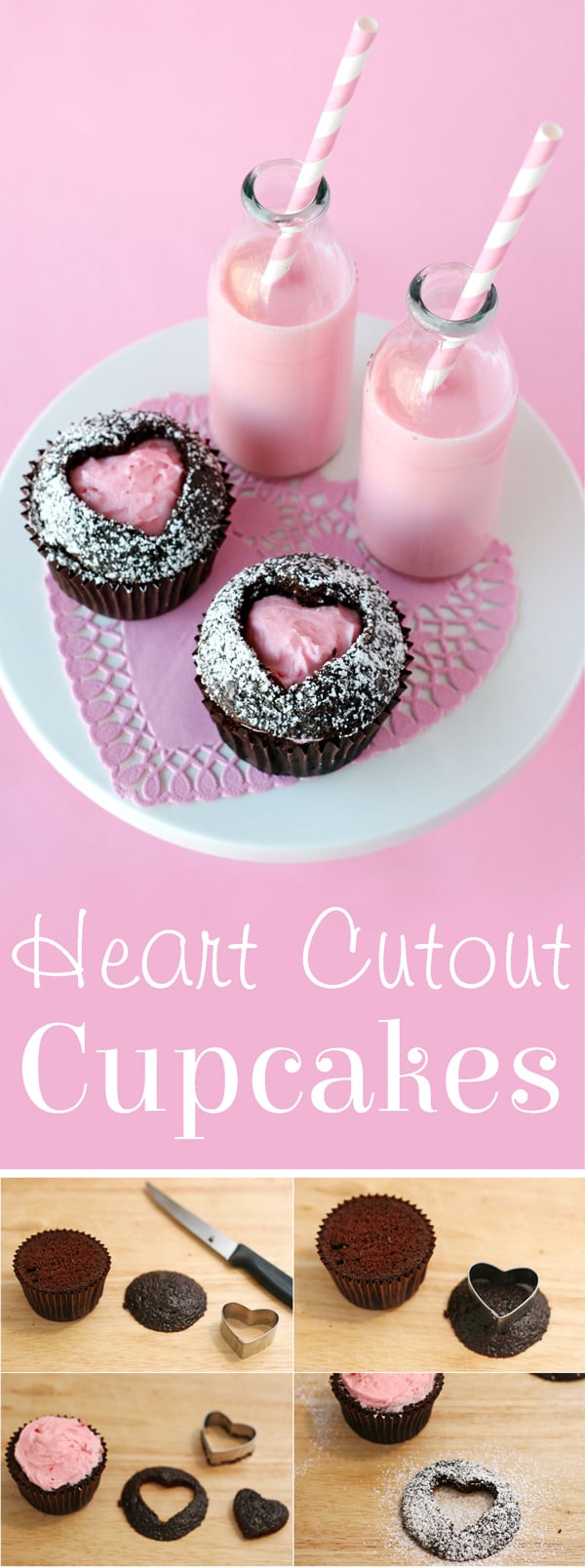 Adorable and creative Heart Cutout Cupcakes! via GloriousTreats.com