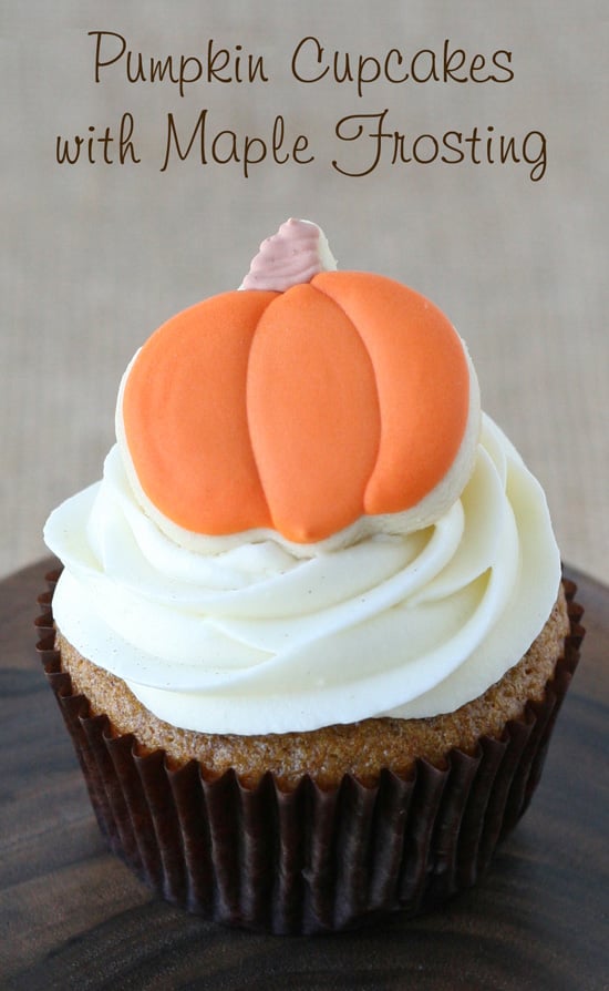 The perfect cupcakes for fall! Pumpkin Cupcakes with Maple Frosting