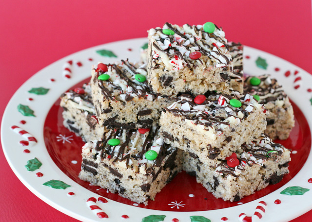 Peppermint Oreo Krispie Treats