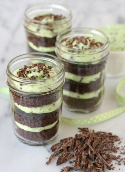 Chocolate Mint Chip Cupcakes {in a jar} - by Glorious Treats