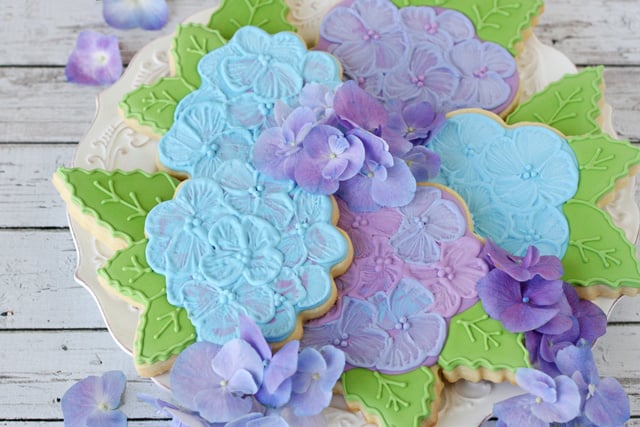 Hydrangea Cookies - by Glorious Treats