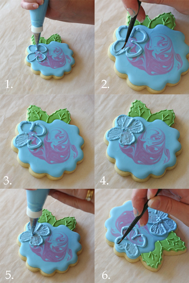 Decorating Hydrangea Cookies (step by step) - Glorious Treats