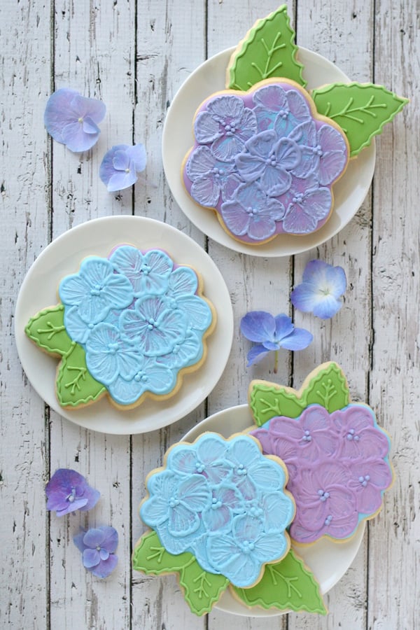 Hydrangea Decorated Cookies - by Glorious Treats