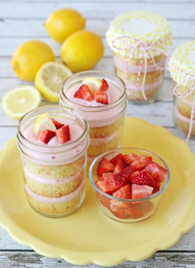 Strawberry Lemonade Cupcakes in a Jar - by Glorious Treats