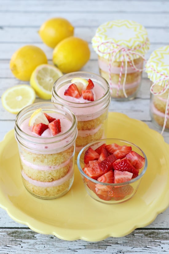 Strawberry Lemonade Cupcakes in a Jar - by Glorious Treats