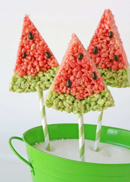 Watermelon Krispie Treats - by Glorious Treats