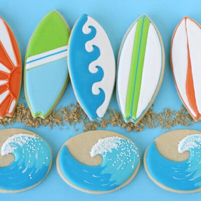 Wave and Surfboard Cookies - by Glorious Treats