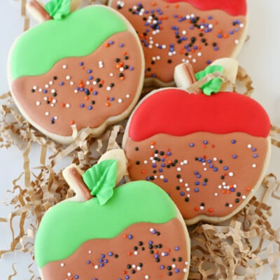 Cute Caramel Apple Decorated Cookies - by glorioustreats.com