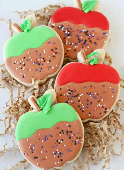 Cute Caramel Apple Decorated Cookies - by glorioustreats.com