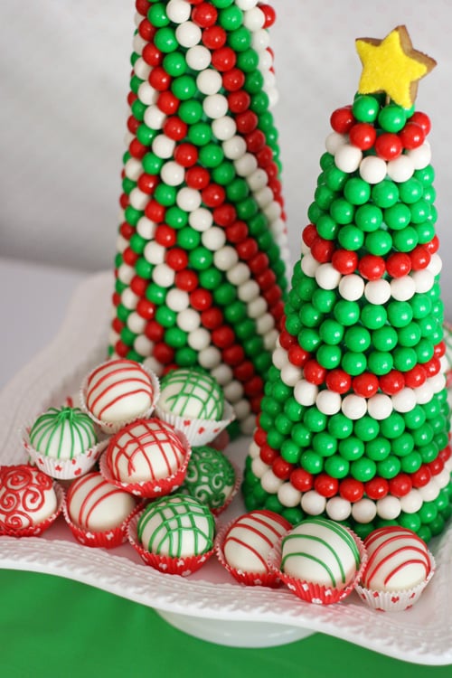 Christmas Gumball Trees (for a Christmas Dessert Table) - glorioustreats.com