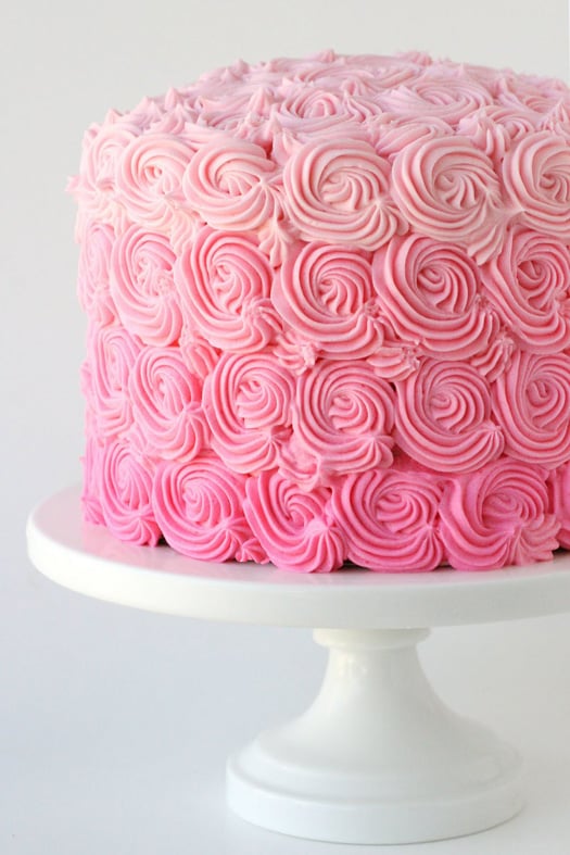 Pink Ombre Swirl Cake (beautiful inside and out!)  - glorioustreats.com