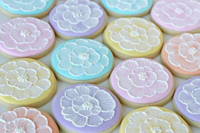 Pretty Pastel Brush Embroidery Cookies - glorioustreats.com