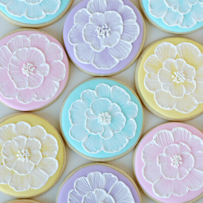 Pastel Brush Embroidery Cookies - glorioustreats.com