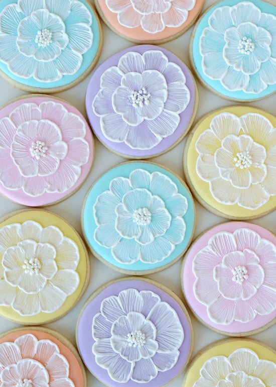 Pastel Brush Embroidery Cookies - glorioustreats.com