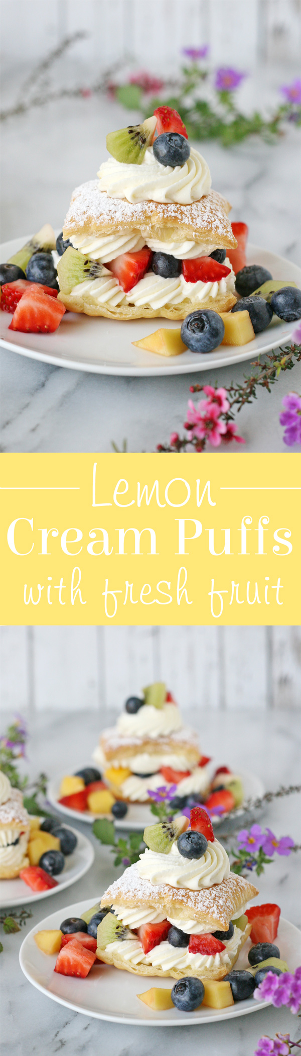 These gorgeous Lemon Cream Puffs with Fresh Fruit are surprisingly easy to put together! 