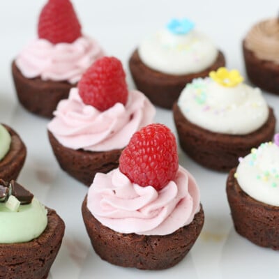 Brownie Bites with Homemade Frosting - via GloriousTreats.com