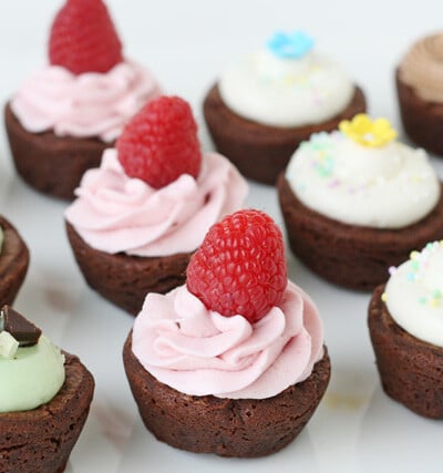 Brownie Bites with Homemade Frosting - via GloriousTreats.com