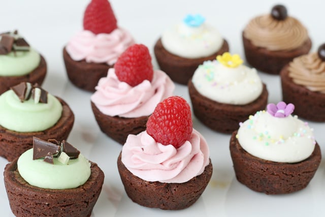 Brownie Bites with Homemade Frosting - via GloriousTreats.com