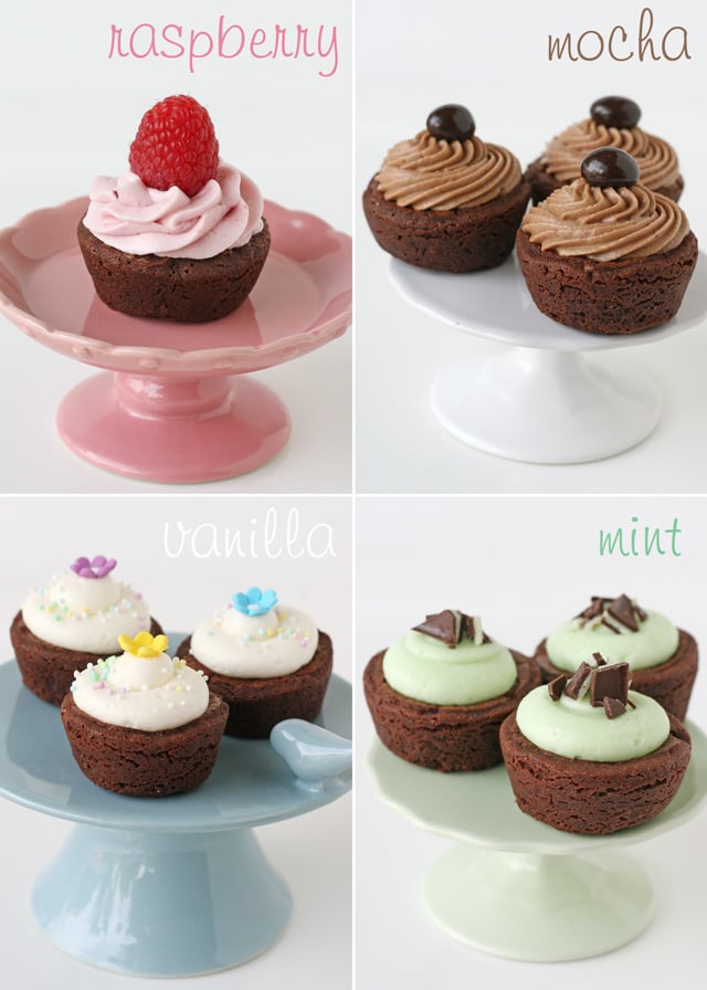 Delicious Homemade Frostings, perfect to dress up store bought brownie bites!! - GloriousTreats.com