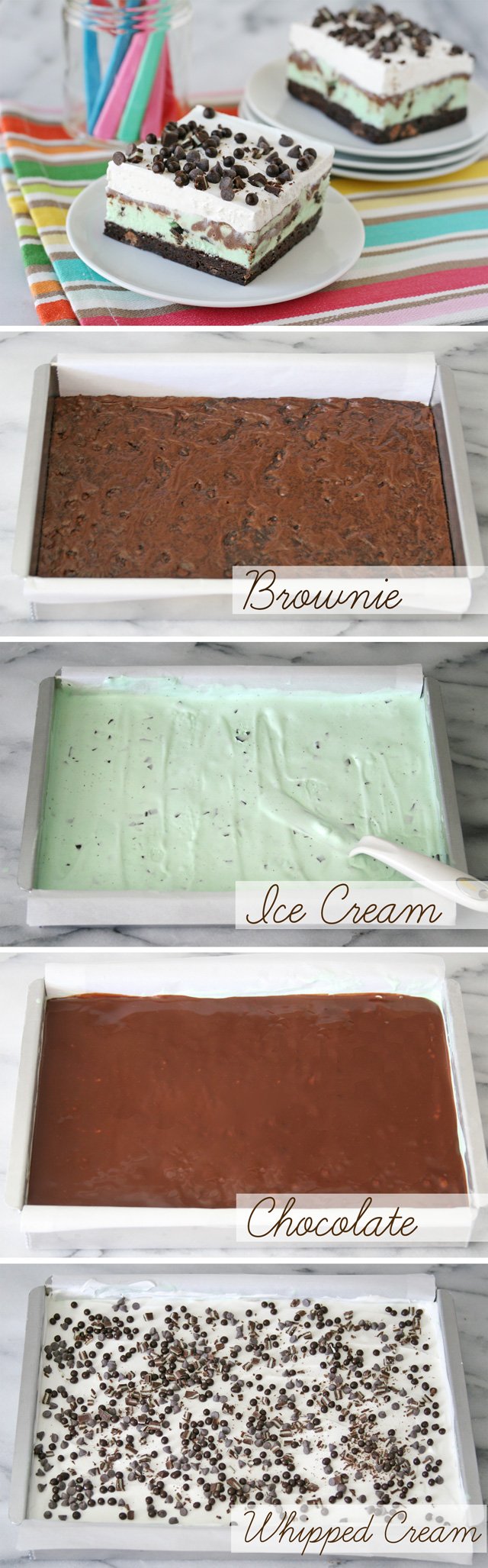 Mint Brownie Ice Cream Bars - Easy to make and so incredibly good!! 