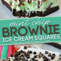 2 image collage of Mint Chip Brownie Ice Cream Squares Diagonal Pin Pinterest