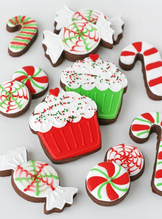 Candy Cane and Cupcake Christmas Cookies - So cute! 