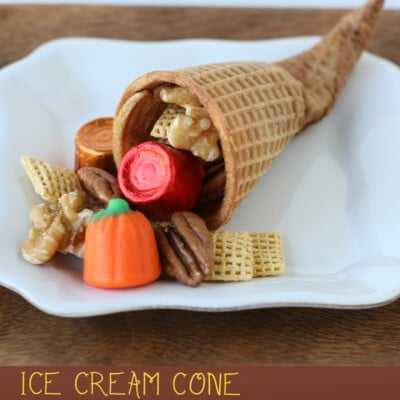 Sugar Cone Cornucopia - Such a fun idea for Thanksgiving!
