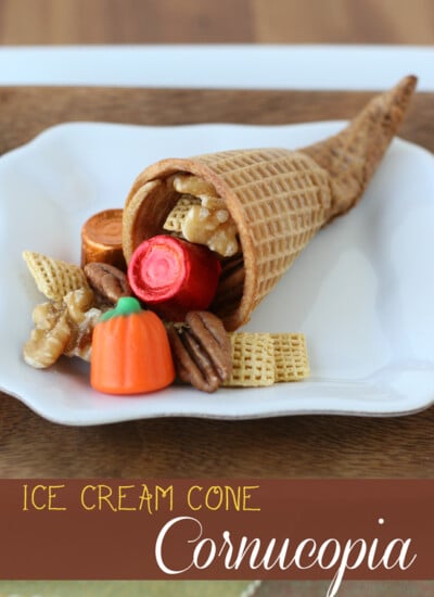 Sugar Cone Cornucopia - Such a fun idea for Thanksgiving!