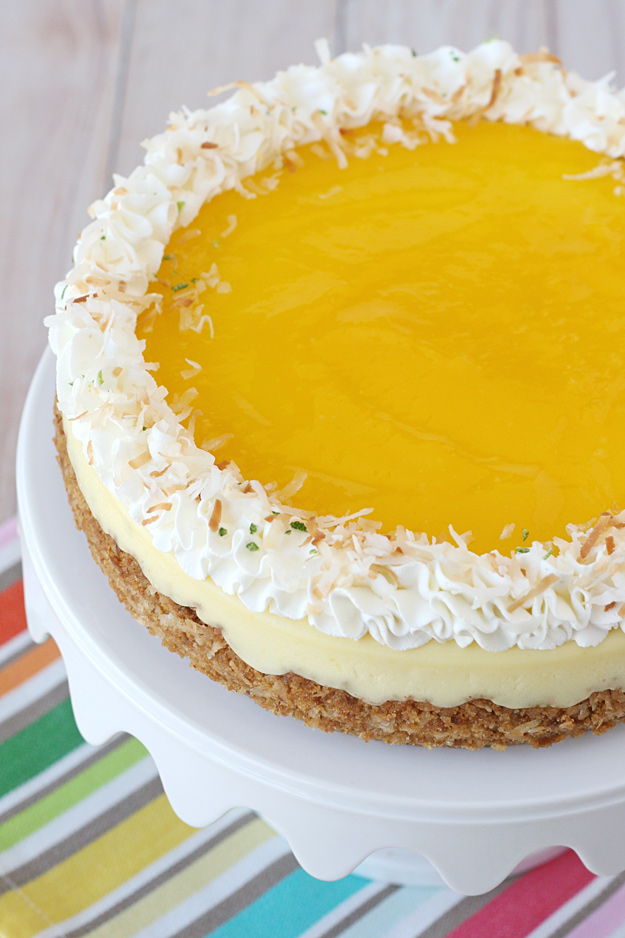 This Mango Lime Cheesecake is rich, creamy and bursting with tropical flavors!