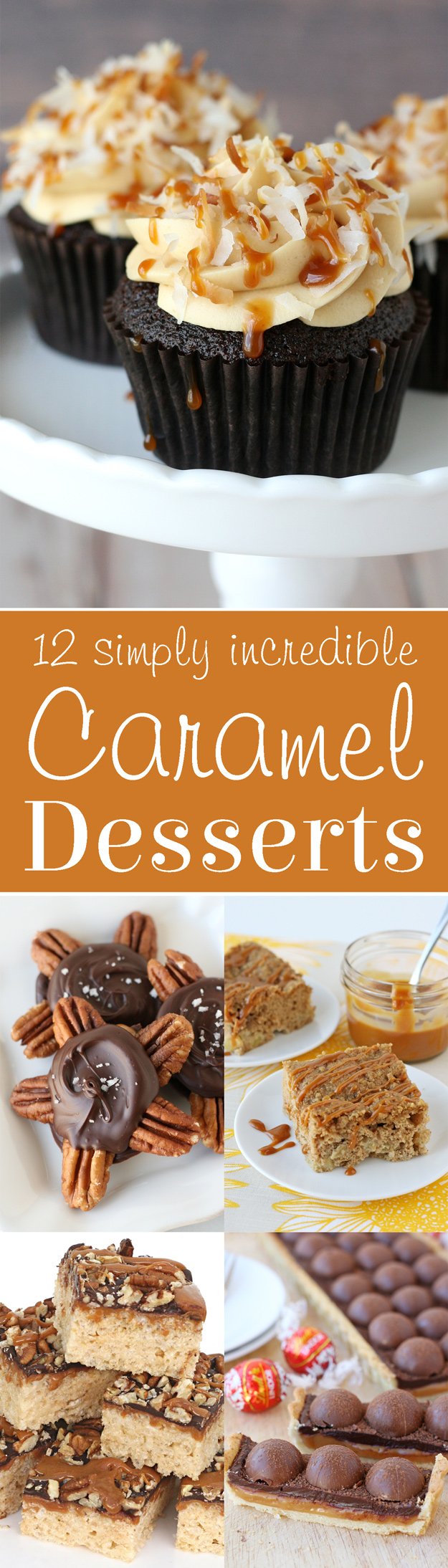 A dozen simply incredible caramel dessert recipes! From homemade caramel turtles to caramel apple coffee cake and homemade caramel corn, you'll fall in love with this collection of caramel desserts!