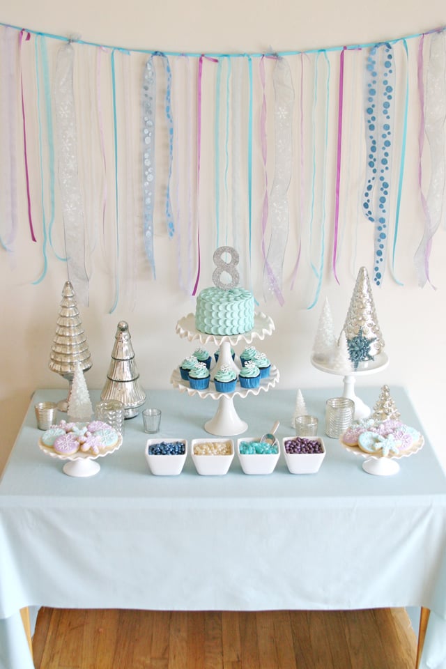 Gorgeous Frozen themed dessert table!  Ideas and recipes perfect for any winter party!  