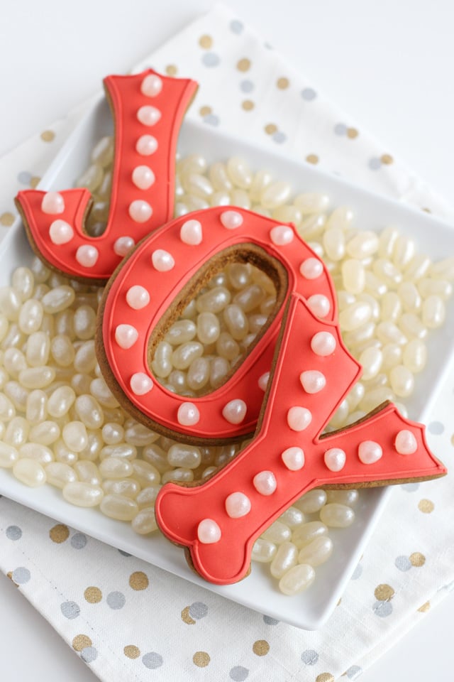 JOY Marquee Decorated Cookies - A simple, modern and fun design! 