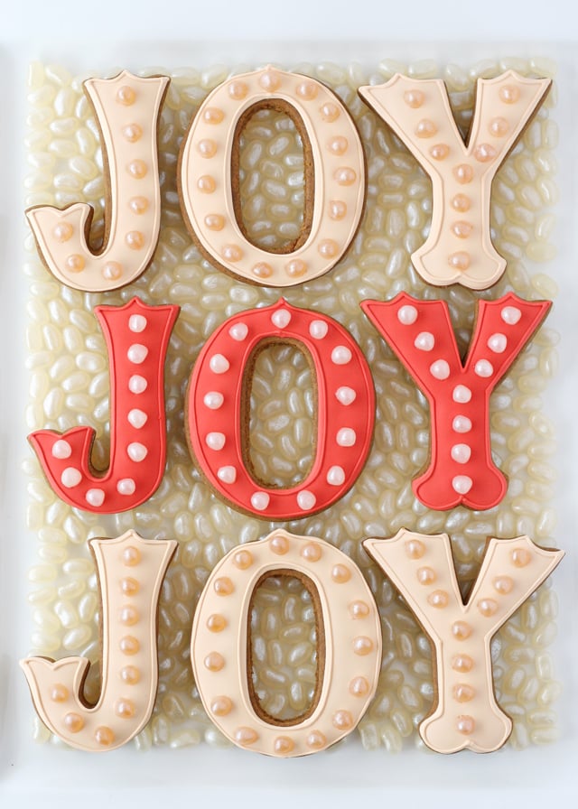 JOY Marquee Decorated Cookies - A simple, modern and fun design! 