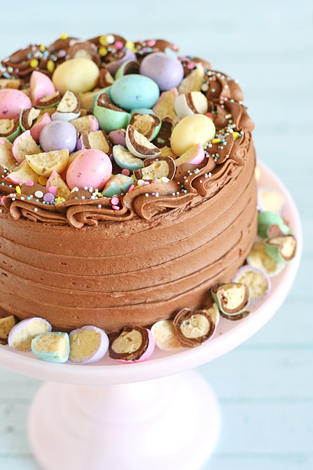 This pretty pastel Chocolate Malt Cake is perfect for spring! 