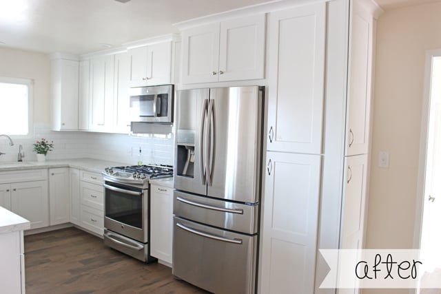 GORGEOUS White Kitchen Remodel!  Complete before and after photos, costs, remodeling tips and more! 