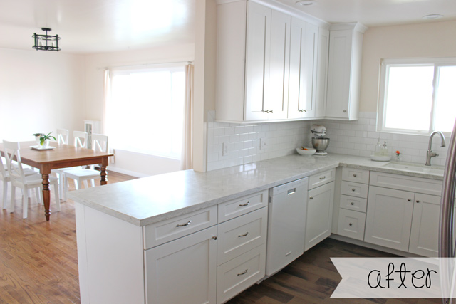 GORGEOUS White Kitchen Remodel!  Complete before and after photos, costs, remodeling tips and more! 