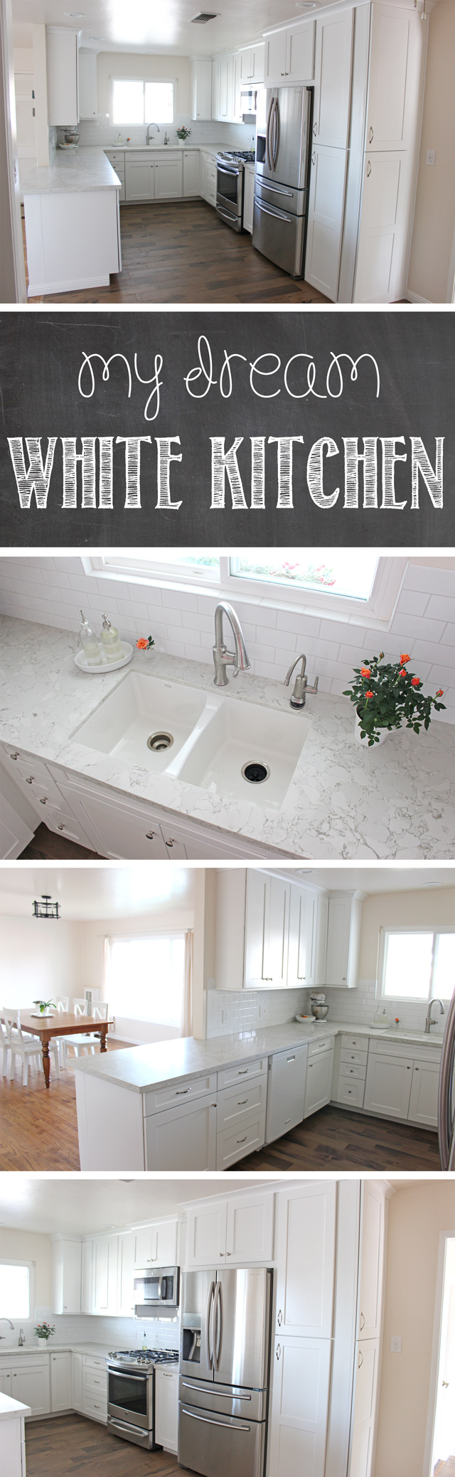 GORGEOUS White Kitchen Remodel - Lots of before and after photos, tips for remodeling, cost list and more!