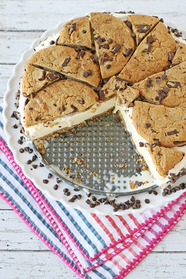 This Chocolate Chip Cookie Ice Cream Cake is just like a giant ice cream sandwich! 