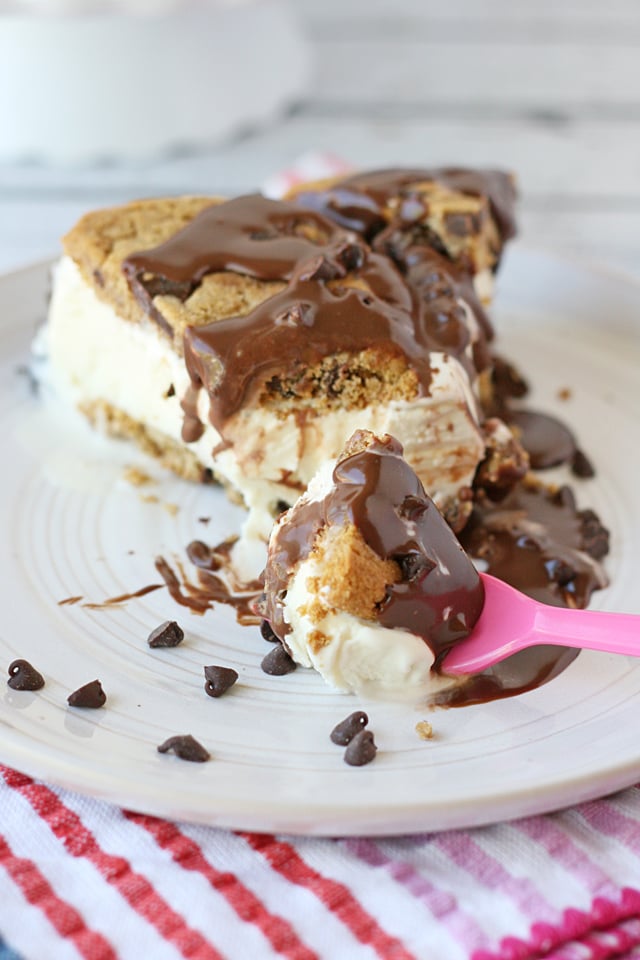 Simple, delicious, NO BAKE Chocolate Chip Cookie Ice Cream Cake