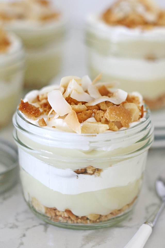 Homemade coconut pudding, whipped cream and a macadamia nut crumble... YUM! 