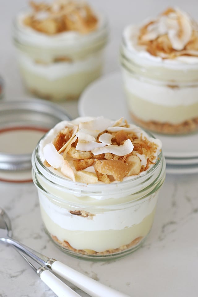 Homemade coconut pudding, whipped cream and a macadamia nut crumble... YUM! 