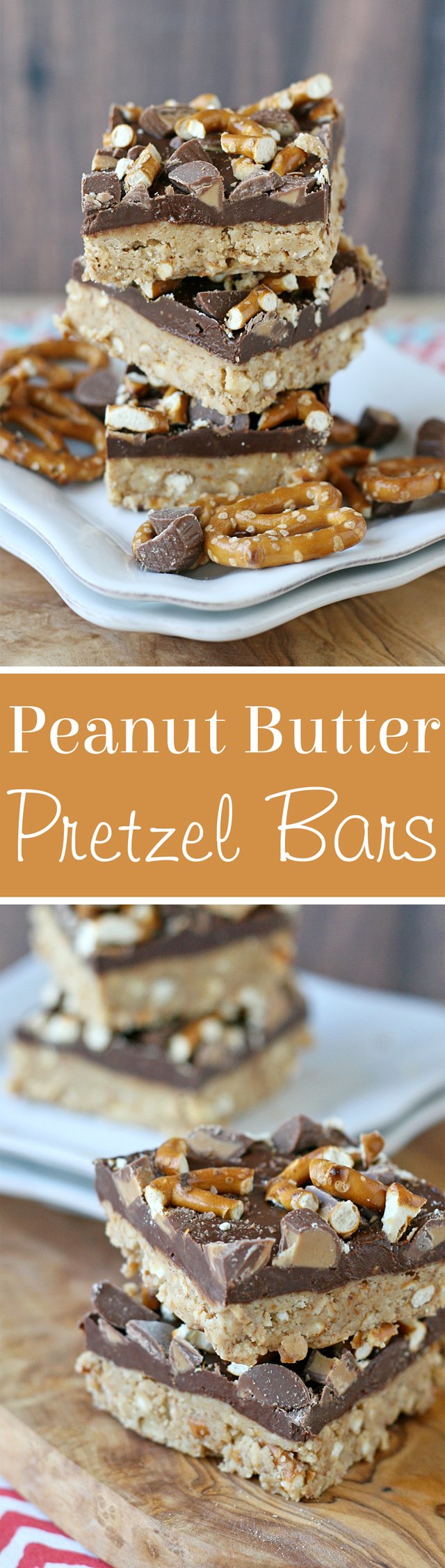 Easy & delicious NO-BAKE PEANUT BUTTER PRETZEL BARS! 