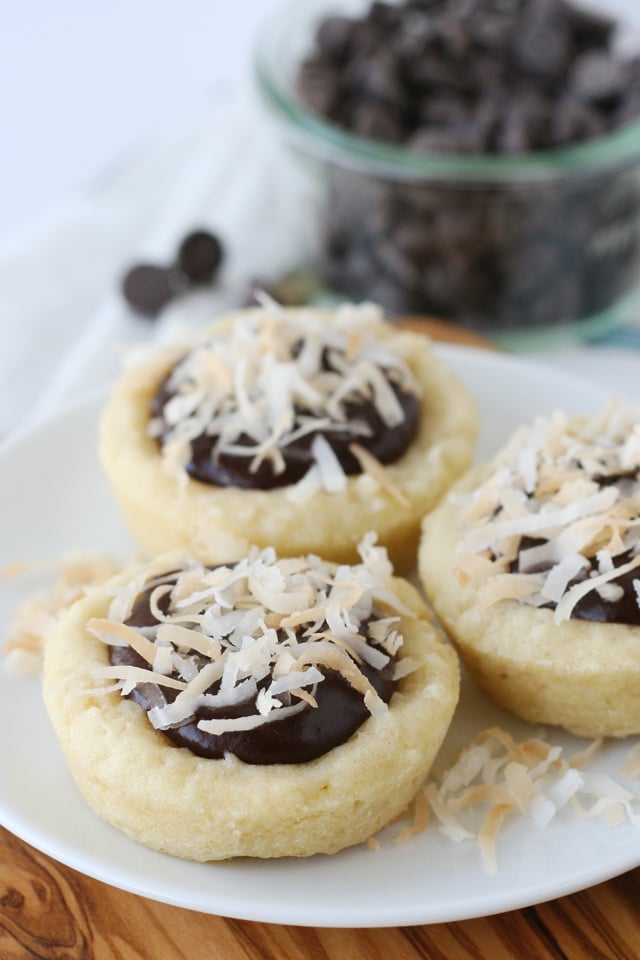 Coconut Sugar Cookie Cups with Fudge Filling... YUM! 