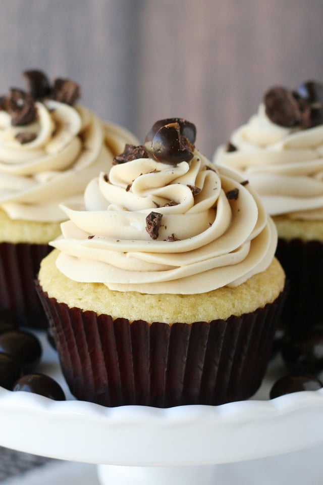 Vanilla Cupcakes with Coffee Buttercream - Glorious Treats